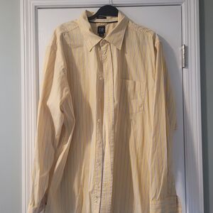 GAP Men's Yellow Shirt with Blue Pinstripes